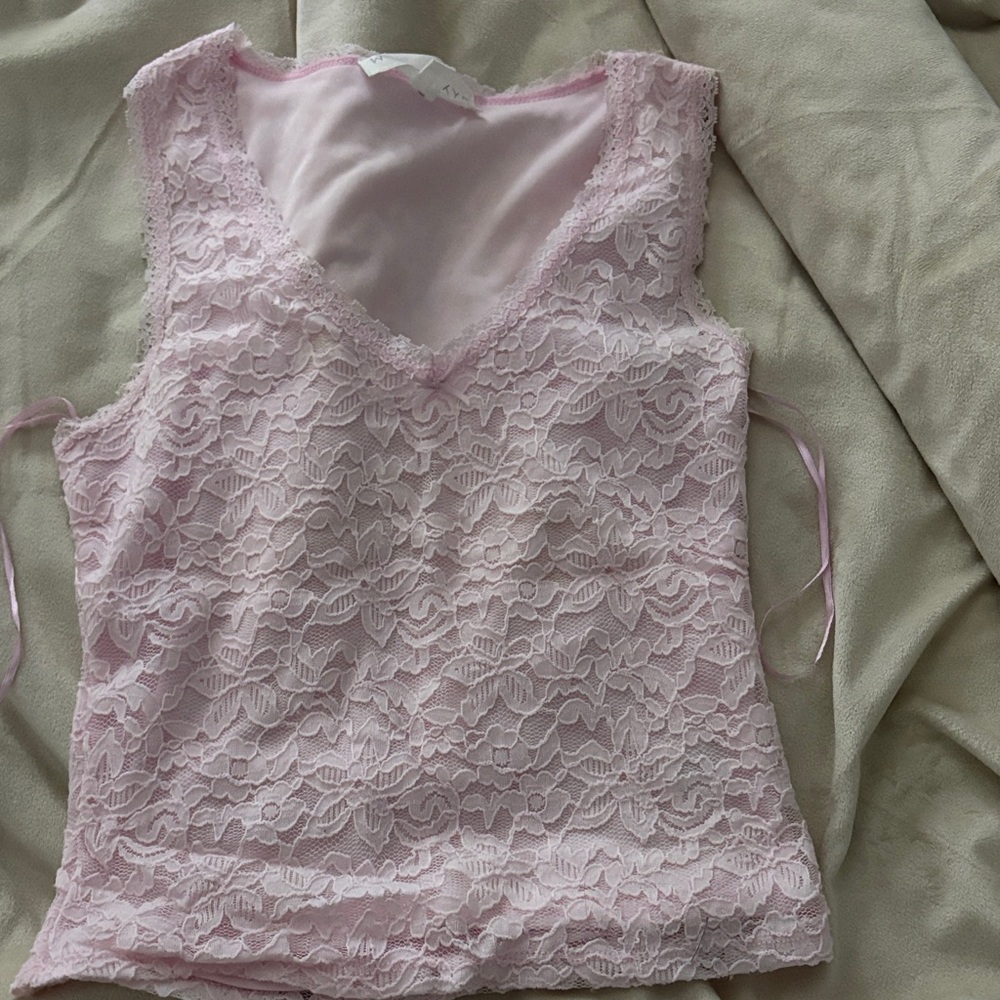 Pink Lace Sleeveless Top